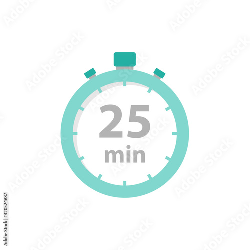 Stopwatch 25 min icon flat style
