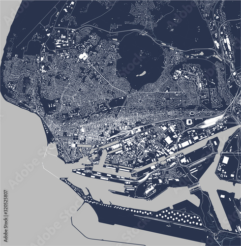 map of the city of Le Havre, Seine-Maritime, Normandy, France