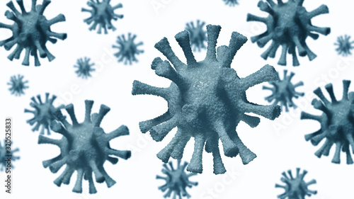 Group of virus cells. 3D illustration of Coronavirus cells isolated on white background