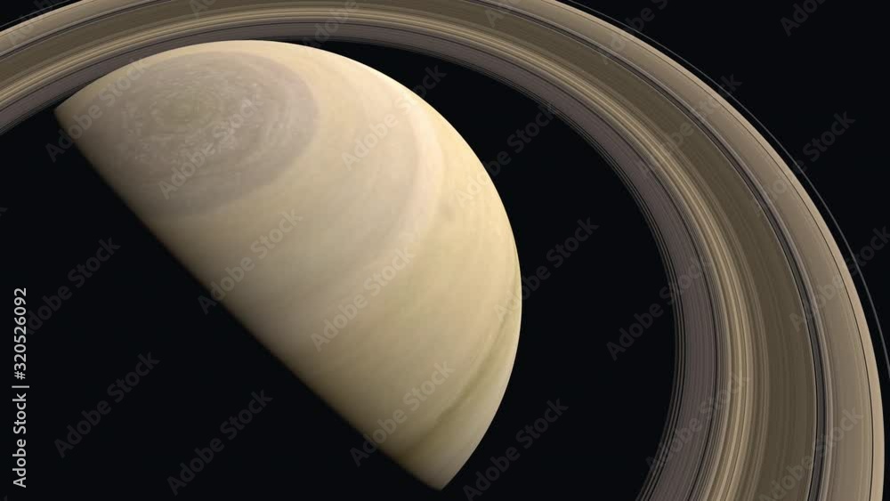 4K Realistic animation of giant planet Saturn with beautiful rings ...
