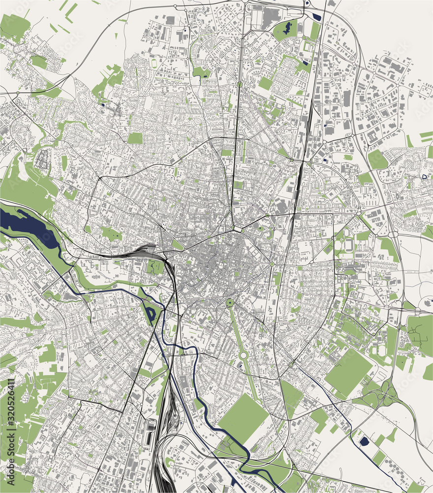 map of the city of Dijon, Cote-dOr, Bourgogne-Franche-Comte, France