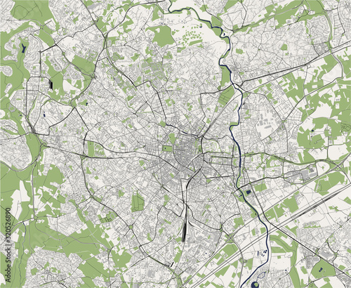 map of the city of Montpellier, Herault, Occitanie, France