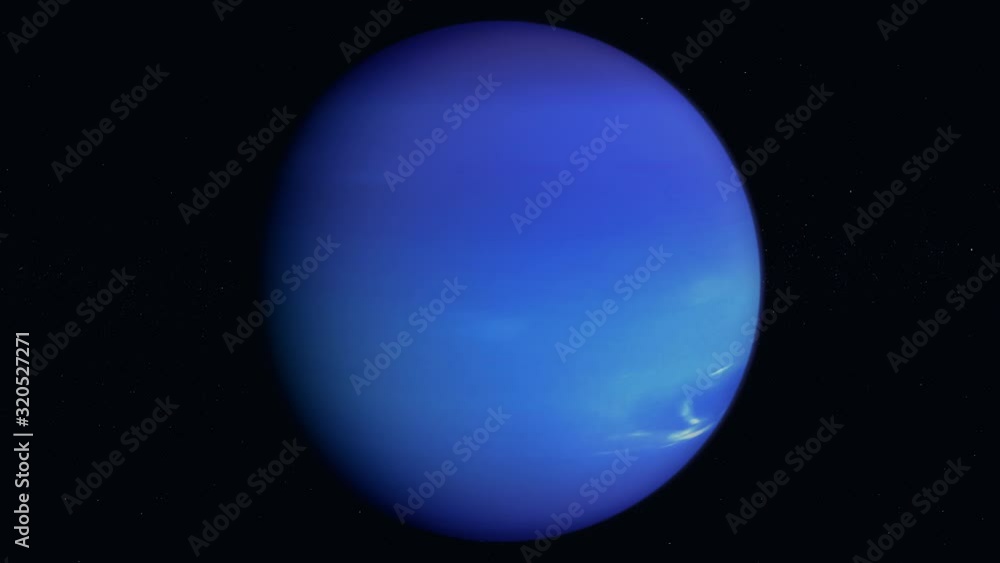 Realistic Neptune rotation close up video. View on the surface and ...