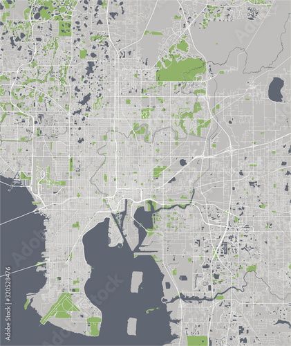 map of the city of Tampa, Florida, USA
