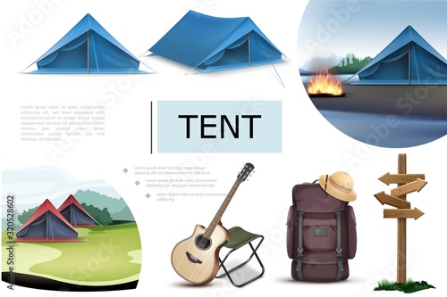 Realistic Camping Elements Composition