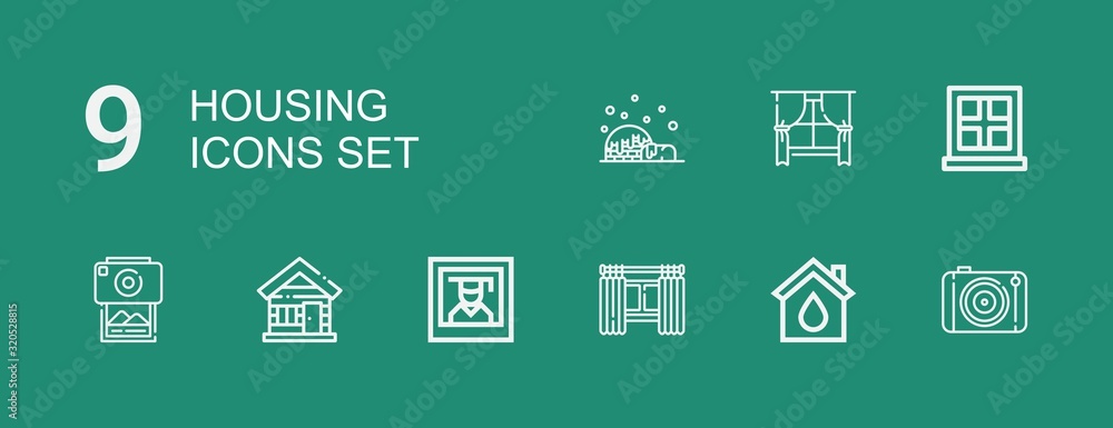 Editable 9 housing icons for web and mobile Editable 9 housing icons for web and mobile