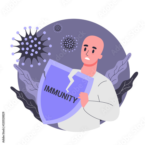 Side effects of chemotherapy. Patient suffer from cancer disease.