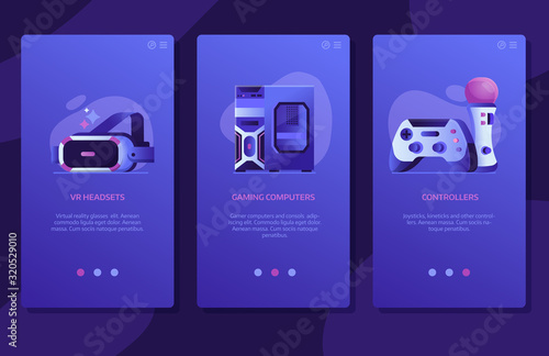Online VR Gaming UI Screens Templates Design