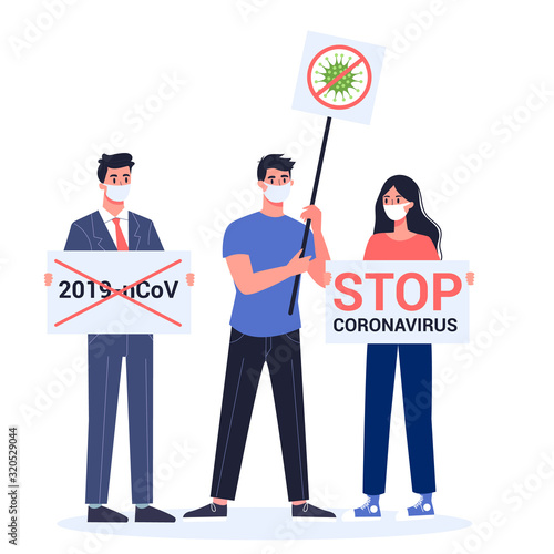 Stop 2019-nCoV demonstration. Coronovirus alert. Dangerous virus