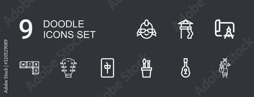 Editable 9 doodle icons for web and mobile