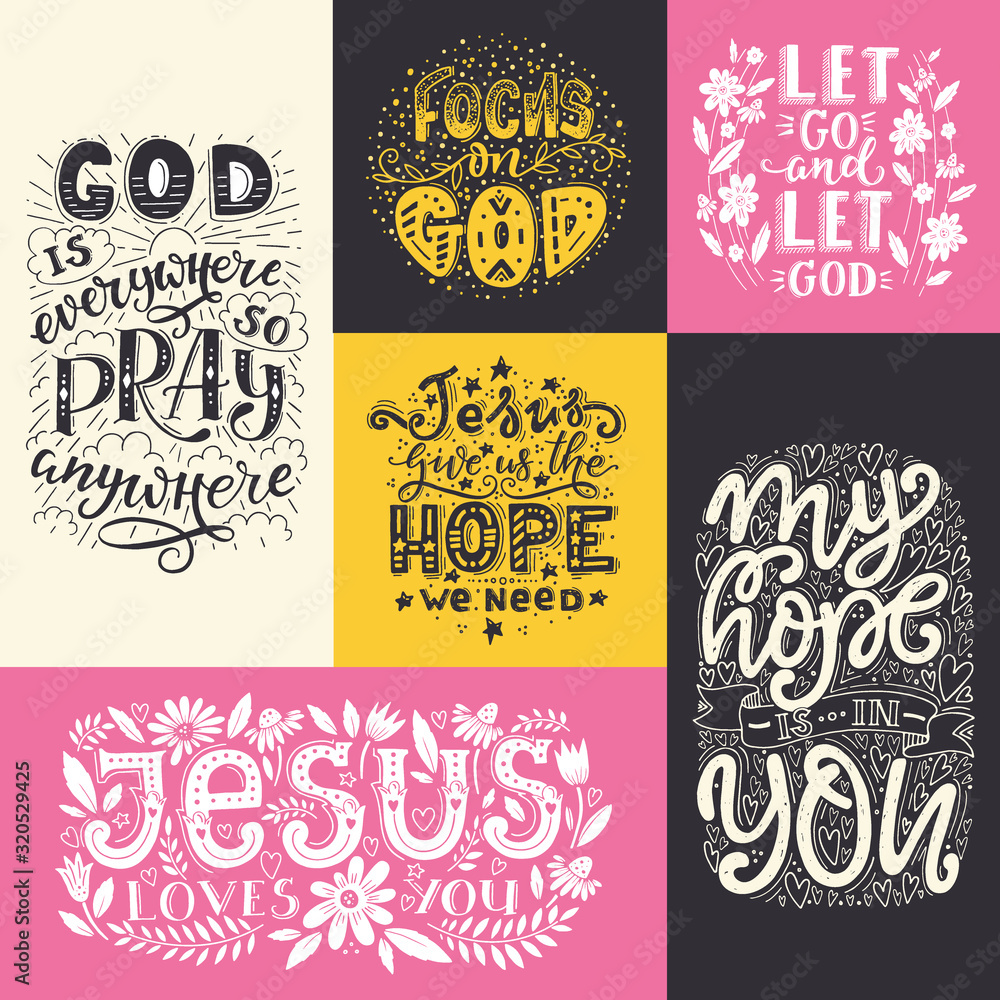 Vector set of greetings card with religions lettering.