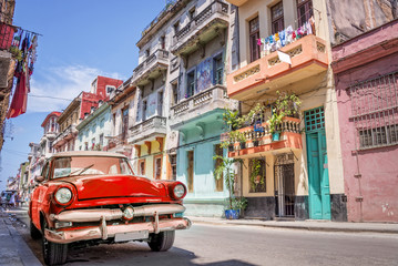 Keuken achterwand Havana Rode vintage auto in Havana  © Delphotostock