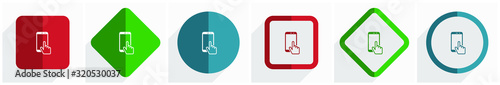 Smartphone, mobile phone icon set, flat design vector illustration in 6 options for webdesign and mobile applications in eps 10