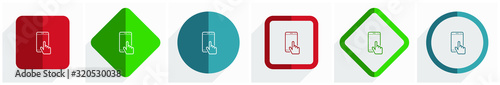 Smartphone, mobile phone icon set, flat design vector illustration in 6 options for webdesign and mobile applications in eps 10