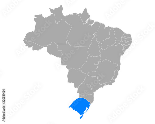 Karte von Rio Grande do Sul in Brasilien