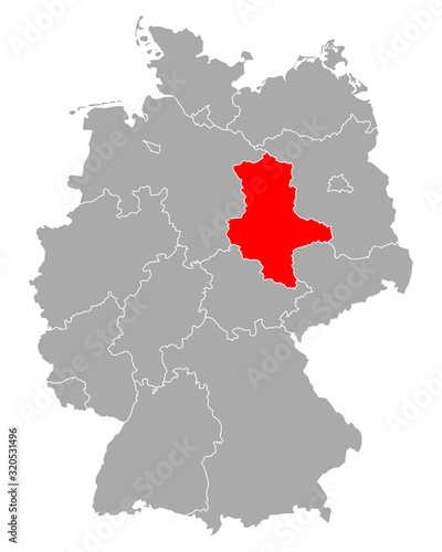 Karte von Sachsen-Anhalt in Deutschland