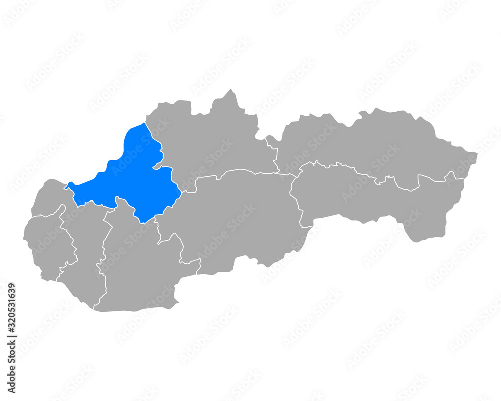 Karte von Trenciansky kraj  in Slowakei - obrazy, fototapety, plakaty 