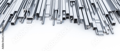 metal profiles of different shapes and sizes on a white background photo