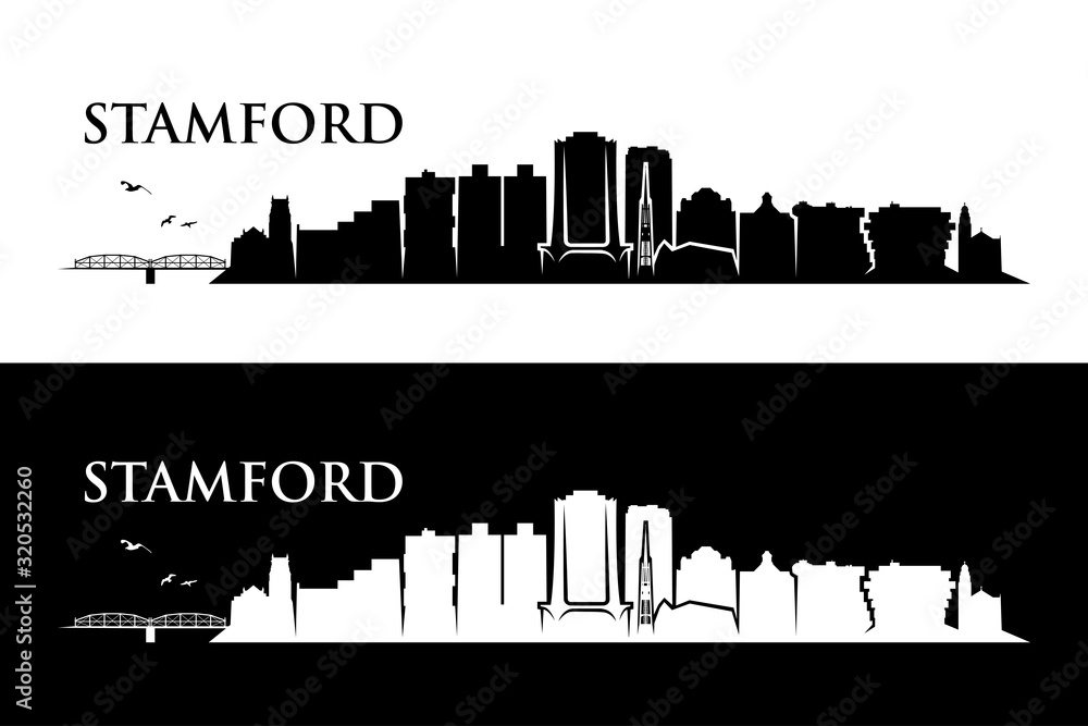 Stamford skyline - Connecticut, United States of America, USA - vector illustration
