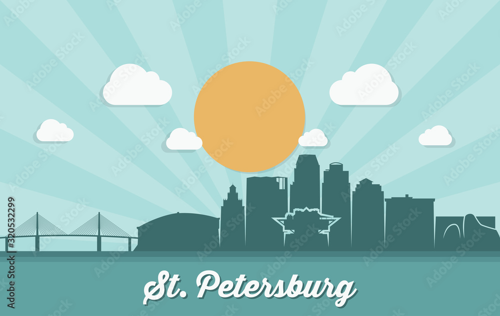 St. Petersburg skyline - Florida United States of America USA - vector illustration
