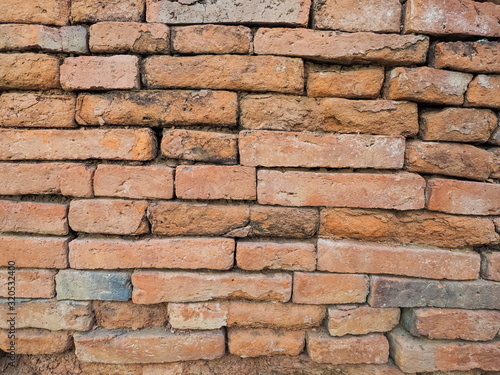 view of old brick wall texture background.