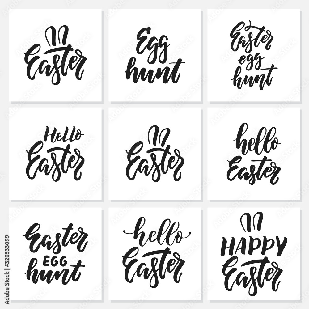 Vector set of hand written Easter phrases .Greeting card text templates Vector set of hand written Easter phrases .Greeting card text templates
