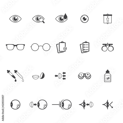 Optometry, ophthalmology related icons