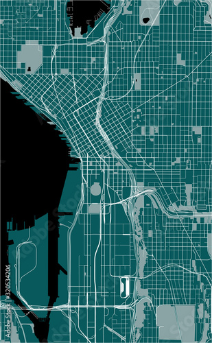 map of the city of Seattle, Washington, USA