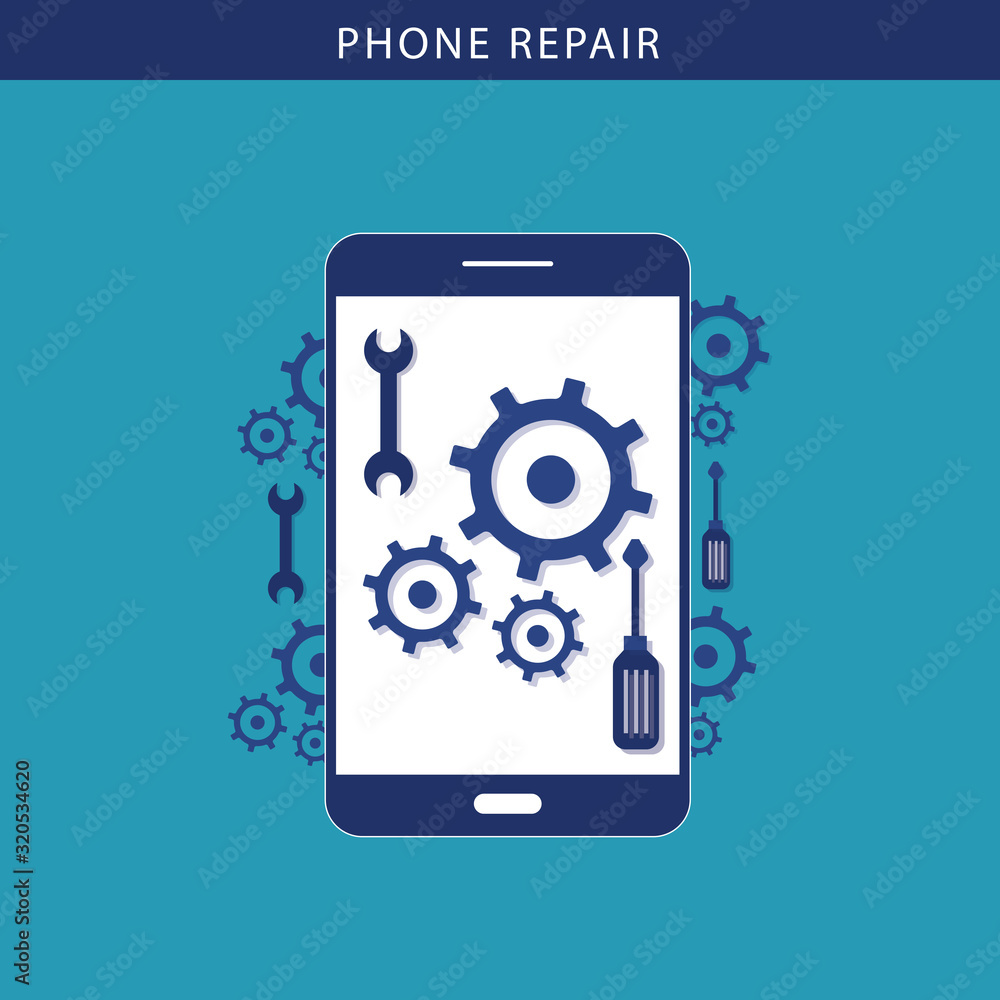 Phone Repair Logo vector. Smart phone device repair symbol. Phone Repair Logo vector. Smart phone device repair symbol.