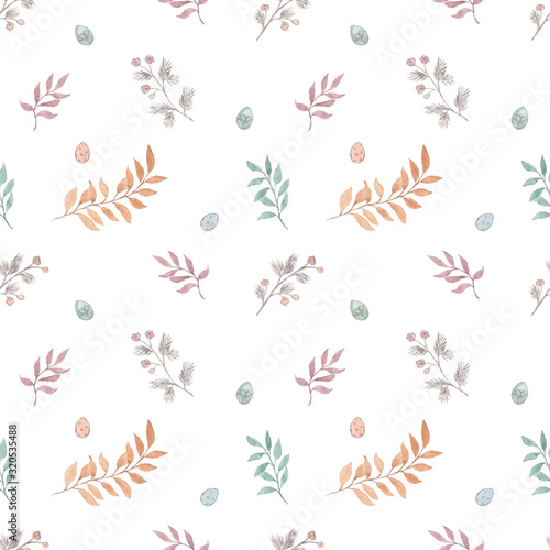 Seamless hand painted pattern with easter eggs and floral vintage © Эльза Артемова