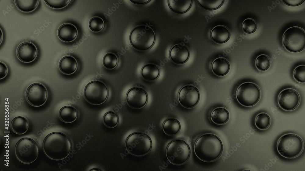 Black metallic bubbles of different size on black surface with no grid. Macro. Texture. 3d render illustration. Black metallic bubbles of different size on black surface with no grid. Macro. Texture. 3d render illustration.