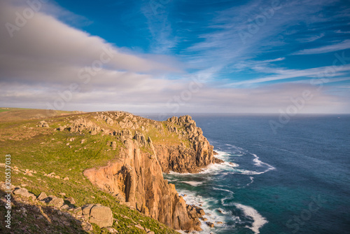 Zawn Trevilley and Carn Boel at Lands End on the tip of Cornwall, England, UK.