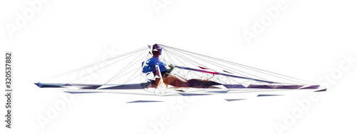 Rowing, low polygonal vector illustration. Geometric water sport