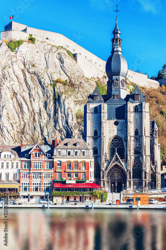 The colorful waterfront of Dinant in the Wallonia region of Belgium