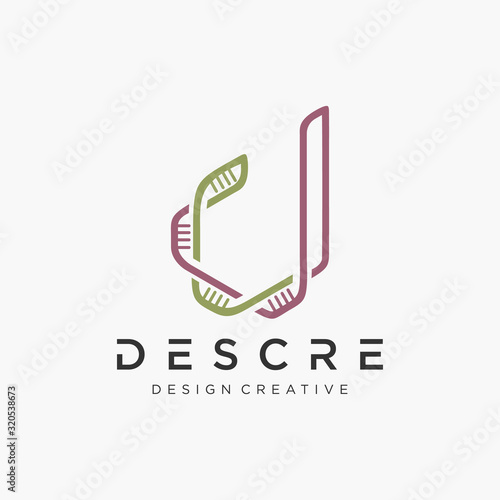 Letter D Genetic DNA vector logo template. Design with chromosome symbol. This logo is suitable for research, science, medical, logotype, technology, lab, molecule, protein, nucleus, spiral. - VECTOR