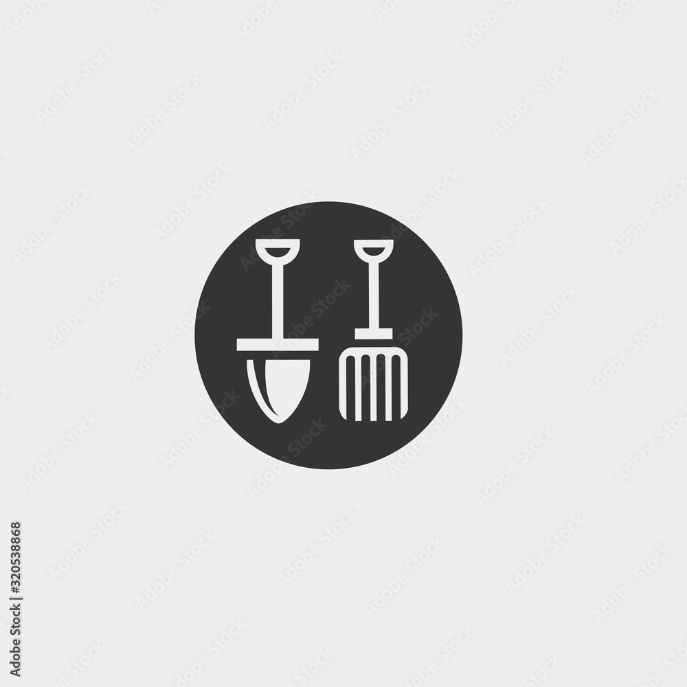 shovel and rake icon vector illustration and symbol foir website and graphic design shovel and rake icon vector illustration and symbol foir website and graphic design