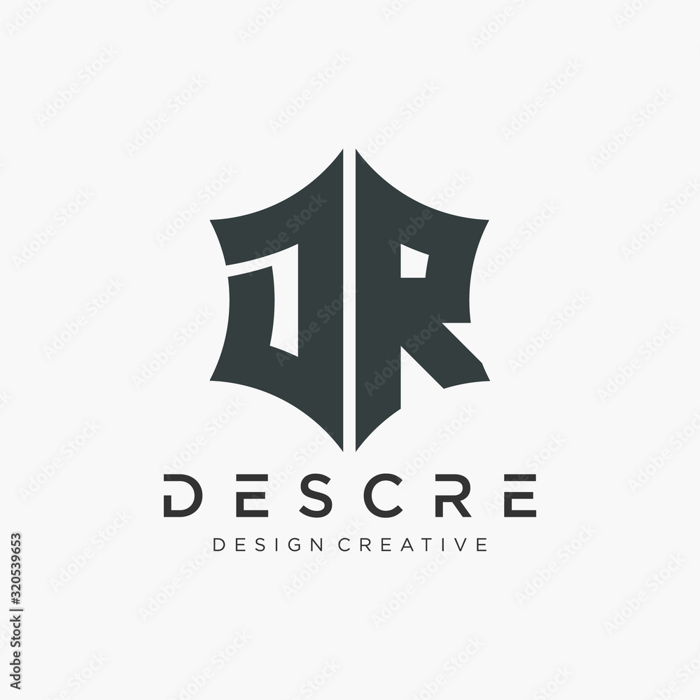 Obraz premium Abstract letter D Q logo design with star hexagon concept. Logo Emblem Capital Letter Modern Template. Creative bold minimalist logotype icon symbol. -VECTOR