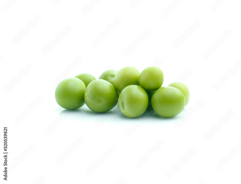 Fresh peas isolated on white background