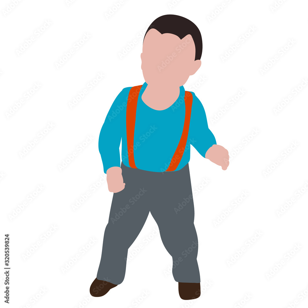 vector, on a white background, baby boy is walking, flat style