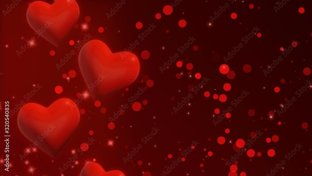 Soaring hearts on a dark red background Soaring hearts on a dark red background