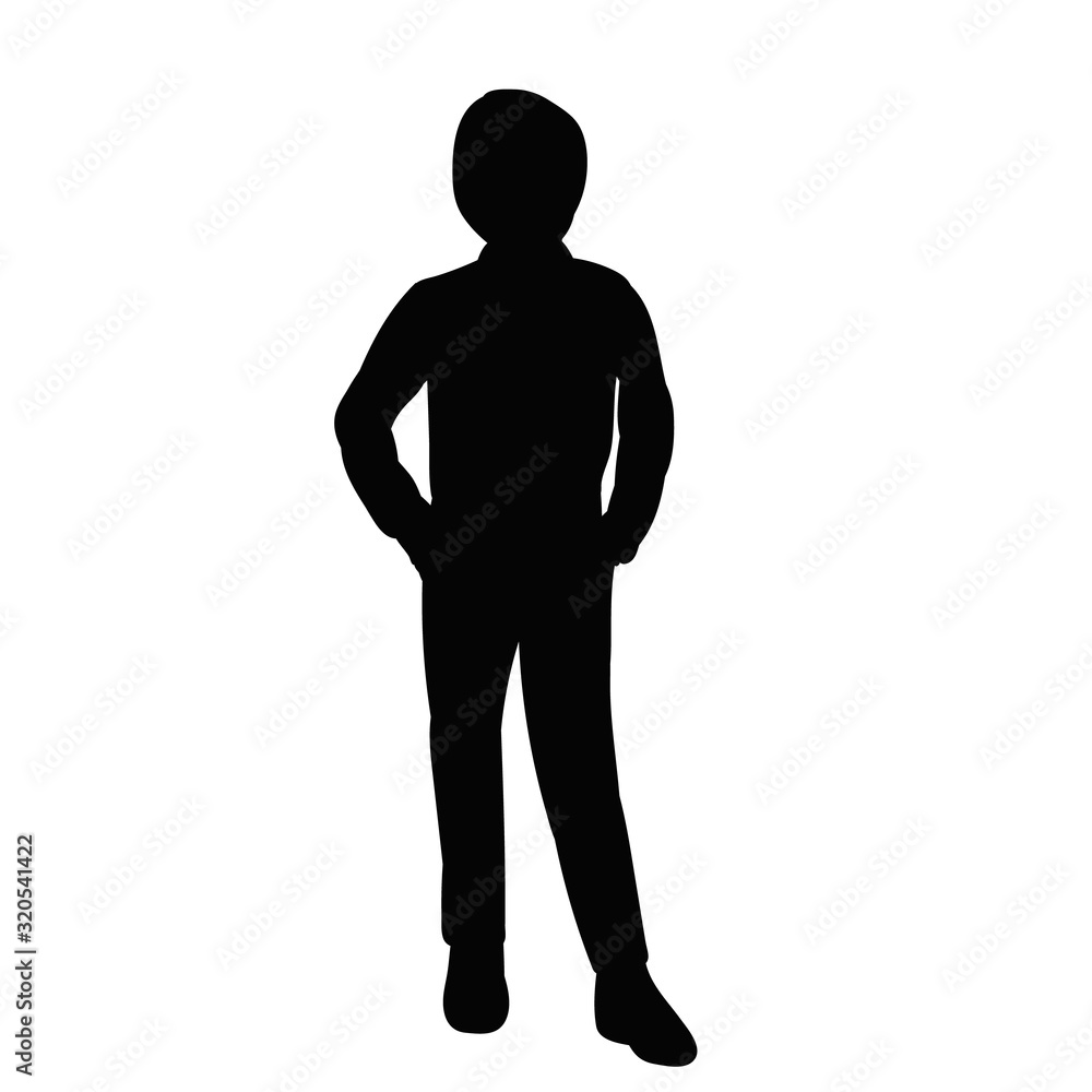 vector, isolated, silhouette of a boy