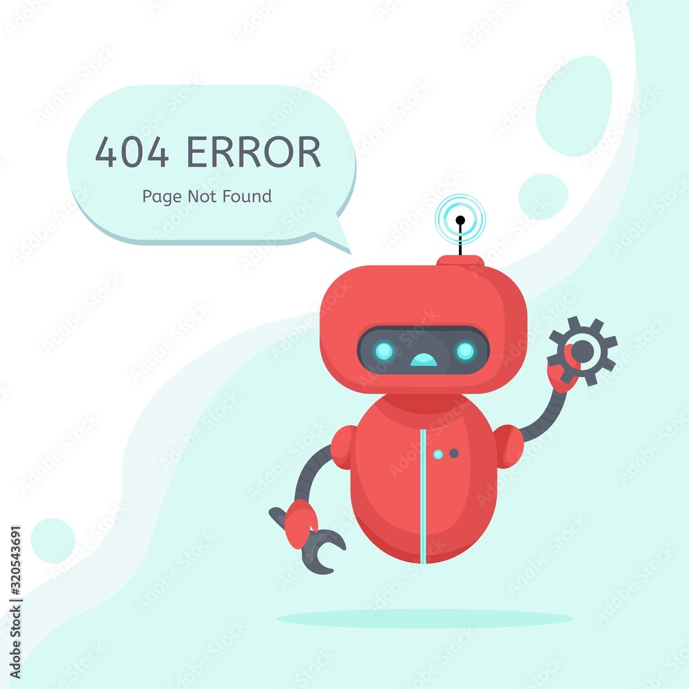 Page Not Found Error 404 isolated in white background