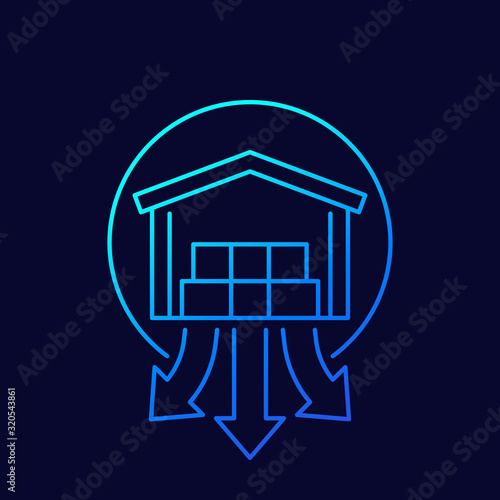 distribution center or warehouse vector linear icon