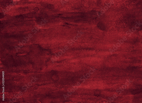 Watercolor dark red background painting texture. Watercolour deep maroon color backdrop. Old ovelay.