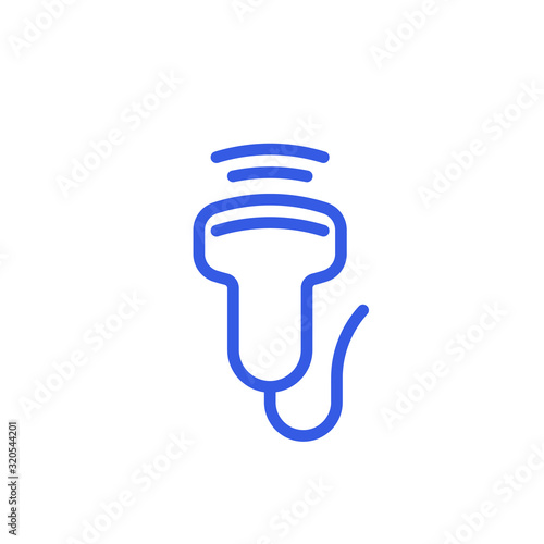 ultrasound, sonography line icon on white