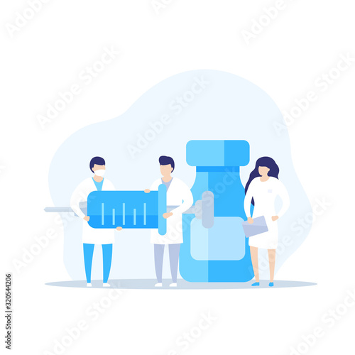 vaccination vector illustration with medics and syringe