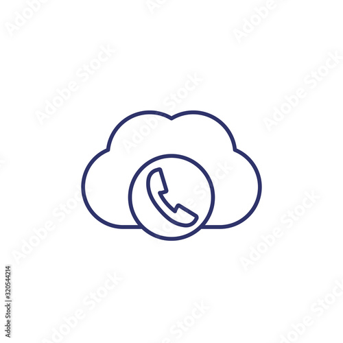 Voip telephony icon, line vector