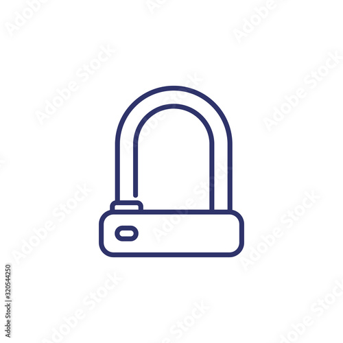 Bicycle U-Lock line icon on white