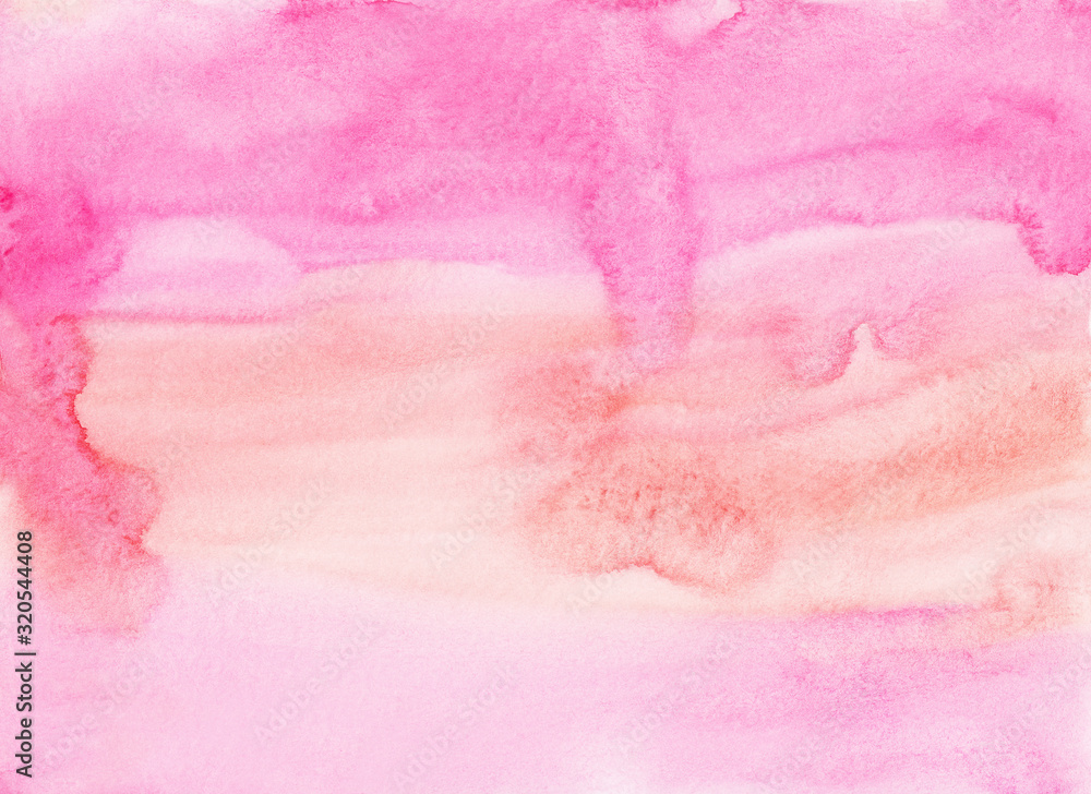 Watercolor light pink, peach and white background painting texture. Multicolored watercolour pastel backdrop.