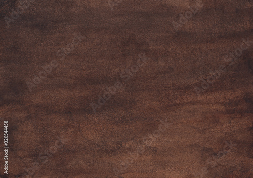 Watercolor dark brown background texture, hand painted. Watercolour abstract old chocolate brown backdrop. 